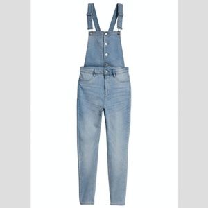 Skinny Fit Stretchy Light Blue Denim Overalls